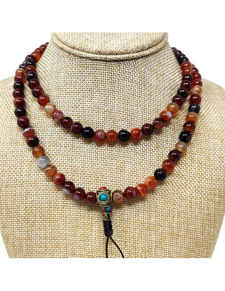 Mala de Cornalina bandeada con estupa de pedrería