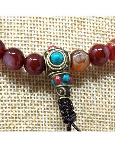 Mala de Cornalina bandeada con estupa de pedrería