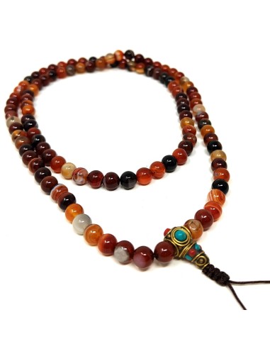 Mala de Cornalina bandeada con estupa de pedrería