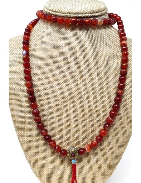 Japamala de cornalina bandeada 8 mm con cierre "princess"