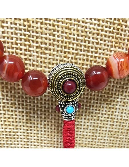 Japamala de cornalina bandeada 8 mm con cierre "princess"