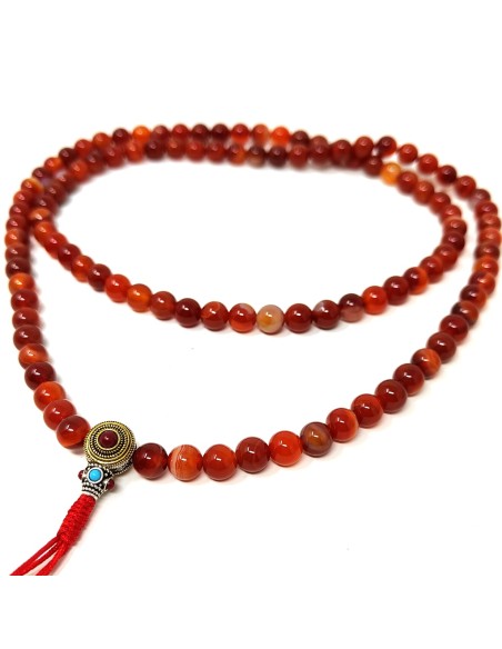 Japamala de cornalina bandeada 8 mm con cierre "princess"