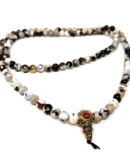 Mala de Ágata blanca y negra 8 mm