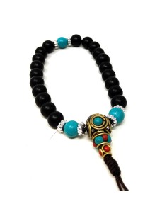 Pulsera de Shaligram con turquesitas