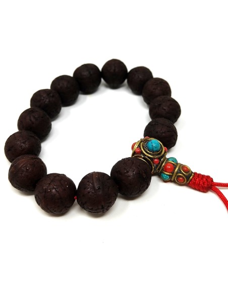 Pulsera de semilla de Bodi negra con pedrería