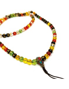 Mala de cuarzo colores con mantra "Om mane..."