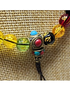 Mala de cuarzo colores con mantra "Om mane..." 2