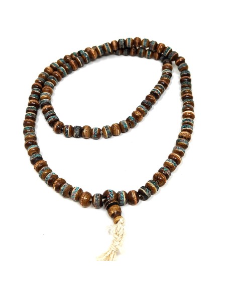 Mala de hueso marrón con pedrería 10 mm