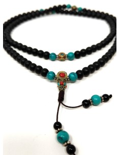 Mala de Shaligram con turquesitas