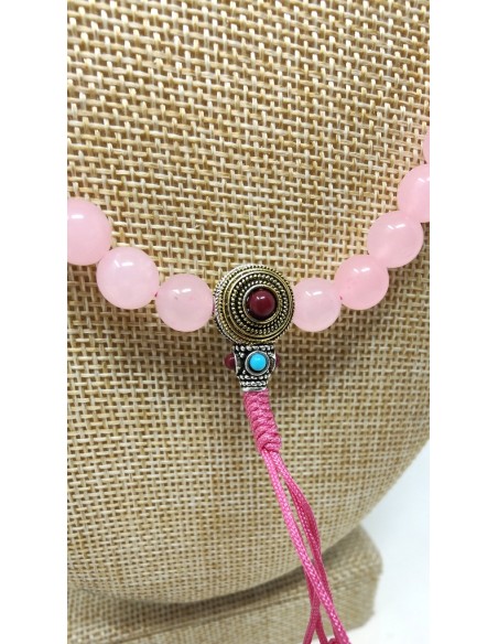 Mala de cuarzo rosa 8 mms. con cierre "princess"