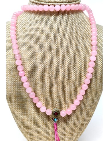 Mala de cuarzo rosa 8 mms. con cierre "princess"