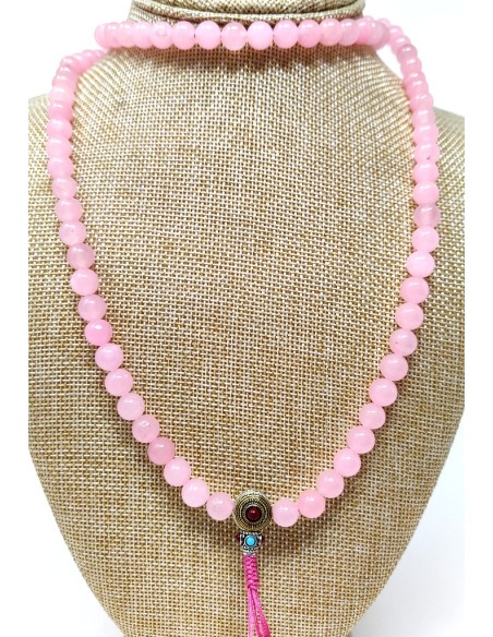 Mala de cuarzo rosa 8 mms. con cierre "princess"
