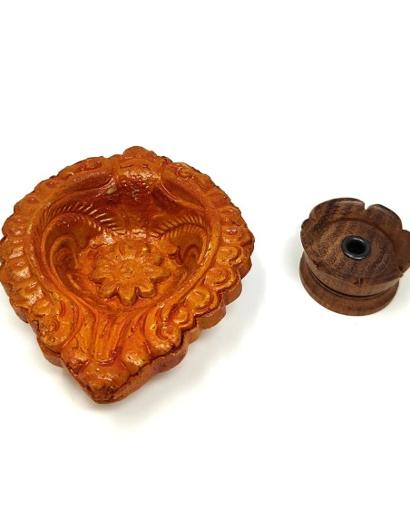 Incensario set terracota + madera