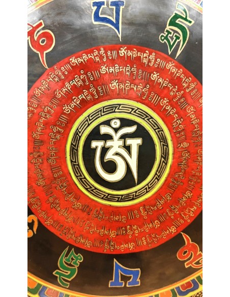 Chau Gong 50 cms. pintado "Om-Om mane..." + Funda