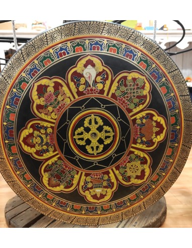 Chau gong 50 cms. pintado "Doble dorje" + Funda
