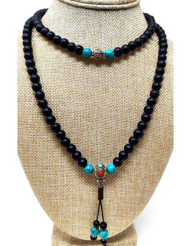 Mala de Shaligram con turquesitas 8 mm