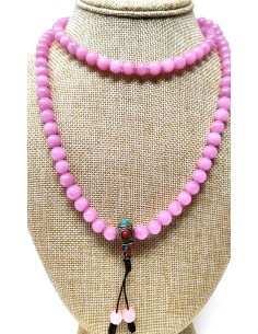 Mala de cuarzo rosa con pedrería 2