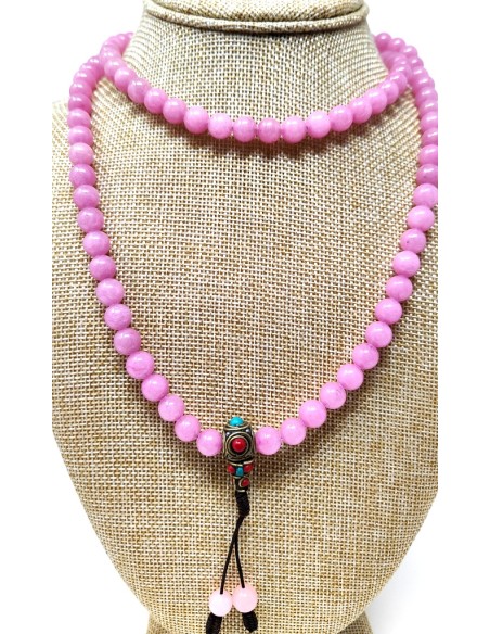 Mala de cuarzo rosa con pedrería 8 mm