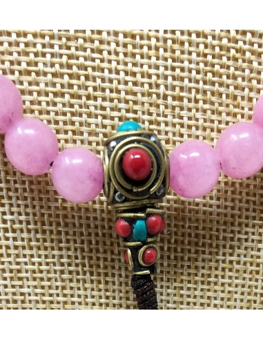 Mala de cuarzo rosa con pedrería 8 mm