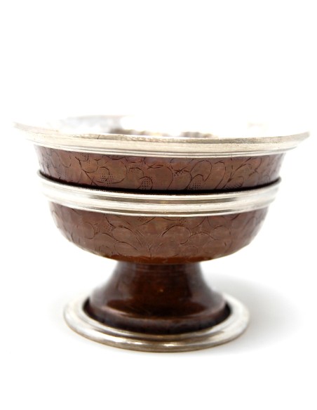 Cuenco ofrendas color latón envejecido  y plata 10 x 7 cm