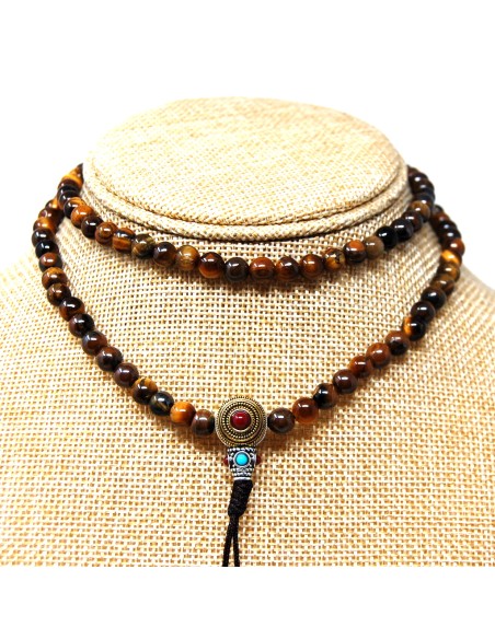 Japamala de Ojo de Tigre de 6 mm. Con cierre "princess"