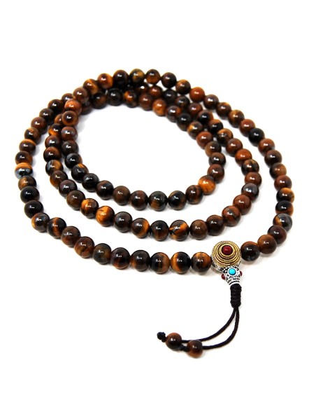 Japamala de Ojo de Tigre de 8 mm. Con cierre "princess"