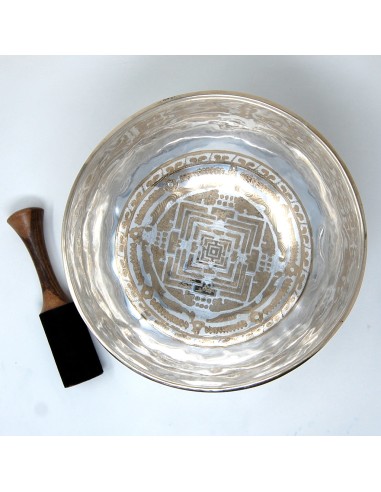 Cuenco plateado 1691 gr- 25 cm. Mandala.