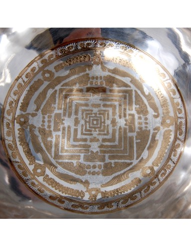 Cuenco plateado 1691 gr- 25 cm. Mandala.