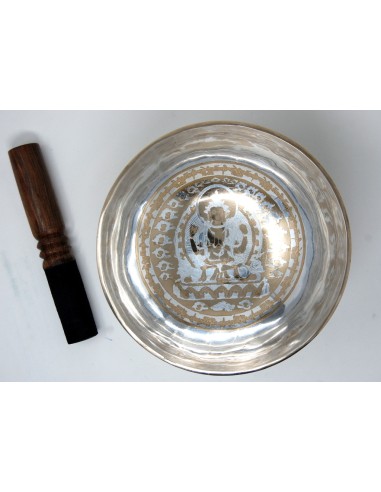 Cuenco plateado "Chenrezig". 967 gr. 19 cm.