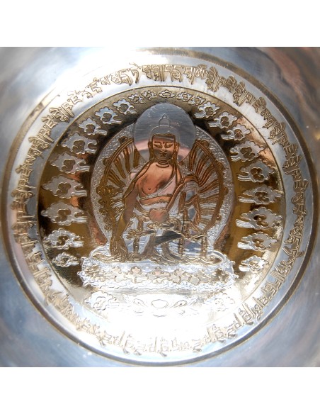 Cuenco plateado "Buda de la Medicina". 633 gr. 16,5 cm.