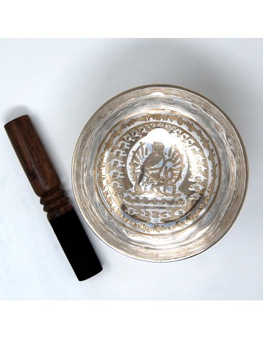 Cuenco plateado "Buda de la Medicina". 633 gr....