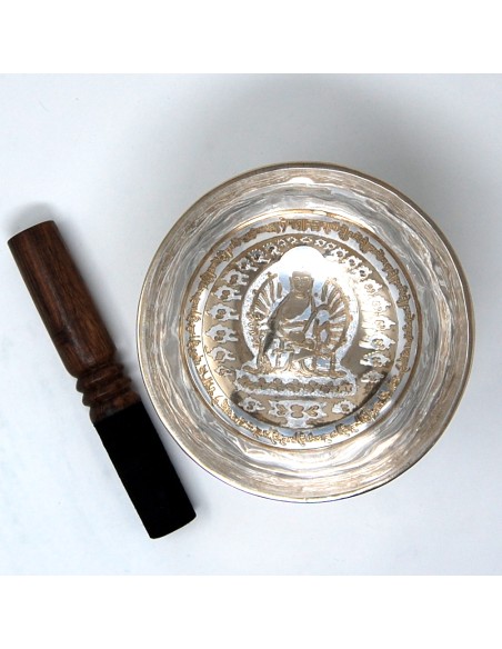 Cuenco plateado "Buda de la Medicina". 633 gr. 16,5 cm.