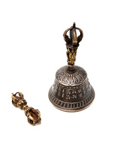Campana tibetana mediana + dorje. Calidad extra. 2