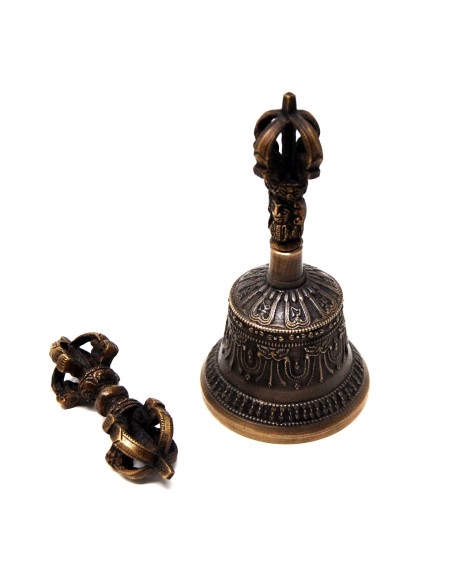 Campana tibetana pequeña (7 cms de diámetro) + dorje. Calidad extra.