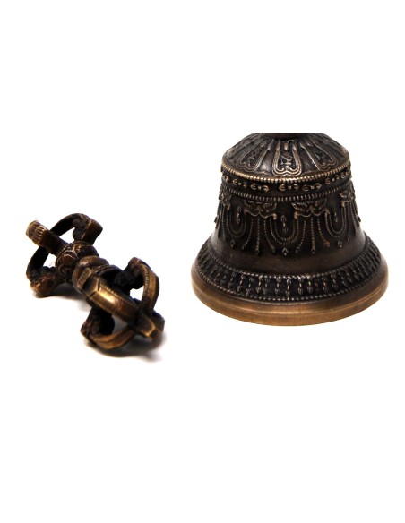 Campana tibetana pequeña (7 cms de diámetro) + dorje. Calidad extra.