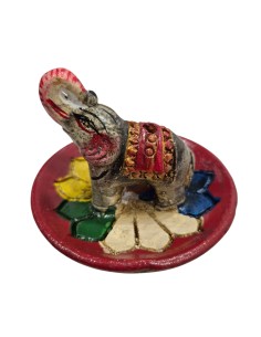 Incensario terracota elefante sobre flor de loto