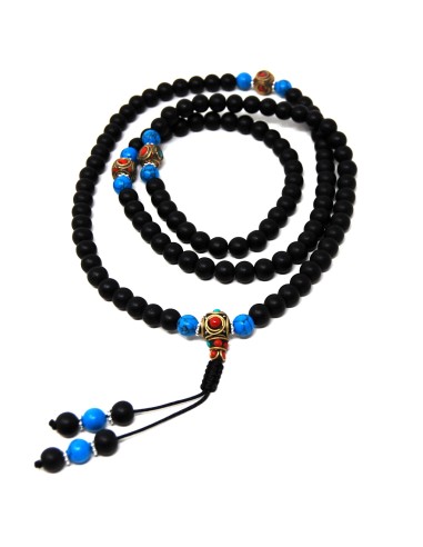 Mala de Shaligram con turquesitas 8 mm
