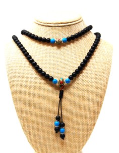 Mala de Shaligram con turquesitas 8 mm