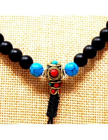 Mala de Shaligram con turquesitas 8 mm