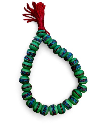 Pulsera de hueso verde con pedrería 10 mm