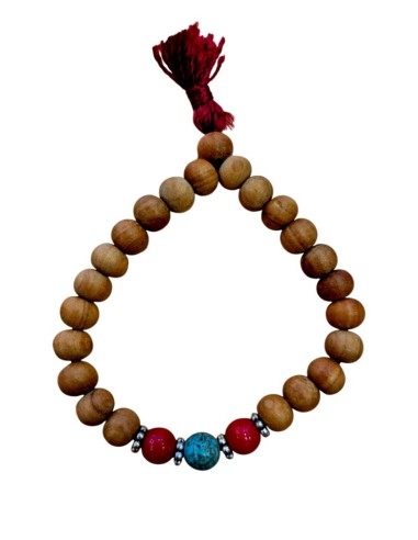 Pulsera palo de rosa natural con turquesa 8 mm