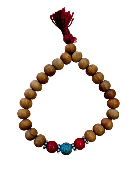 Pulsera palo de rosa natural con turquesa 8 mm