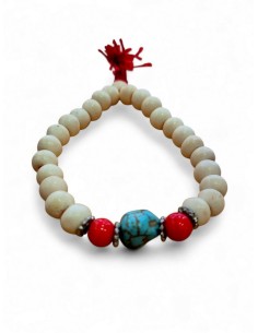 Pulsera de hueso natural con turquesita 8 mm