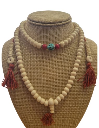 Mala hueso natural con turquesita 10 mm