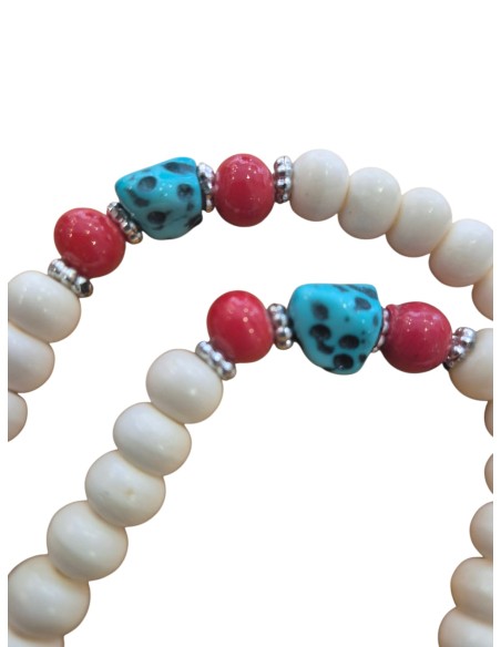 Mala hueso natural con turquesita 10 mm
