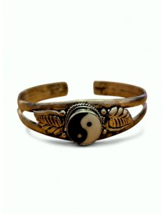 Pusera de Alpaca Yin/yang con hoja decorativa