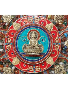 Amitaba con signos auspiciosos pedrería