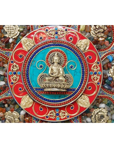 Amitaba con signos auspiciosos pedrería