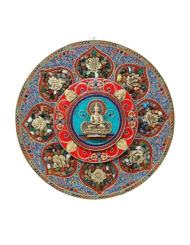 Amitaba con signos auspiciosos pedrería