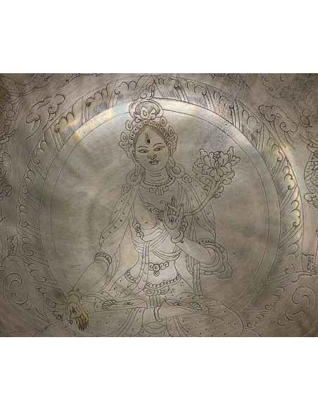 Cuenco Full Moon grabado con "Tara Blanca". 27 cm - 2,190 Kg.